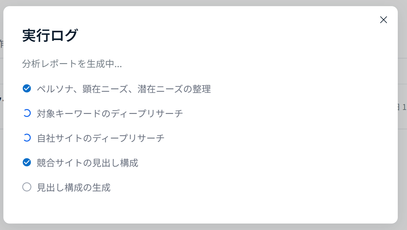 AI Writerの分析レポート画面
