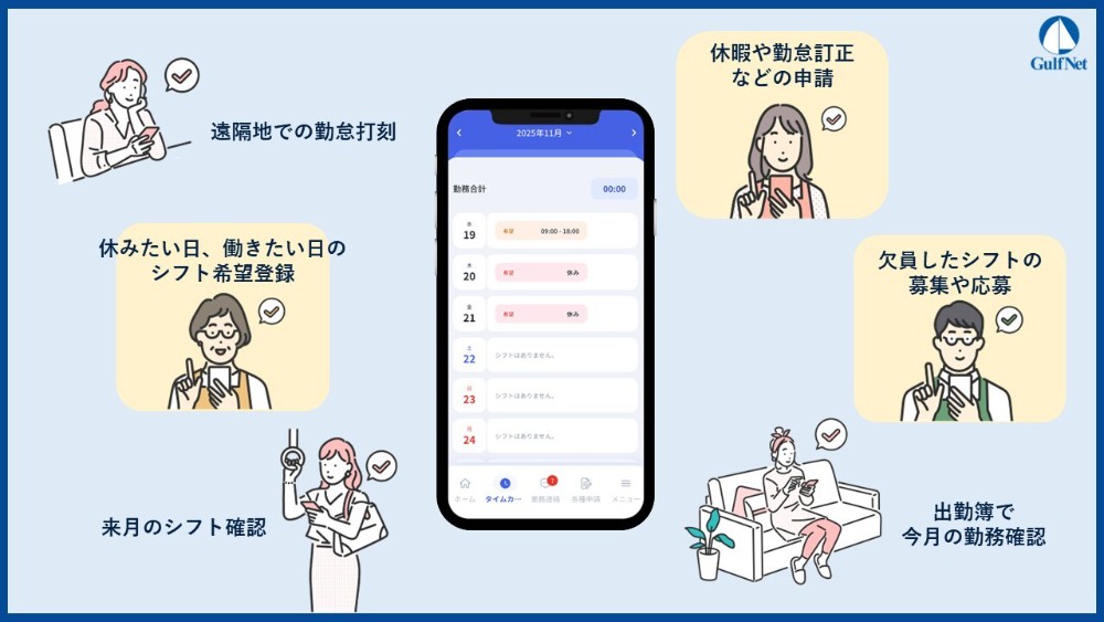 打刻・申請から確認までスマホ完結
