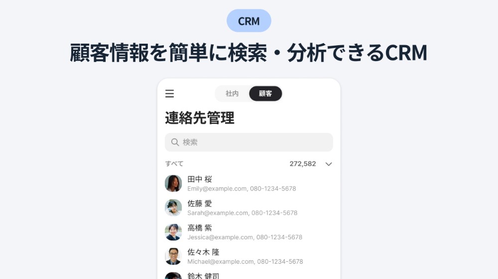 顧客情報を検索できるCRM画面