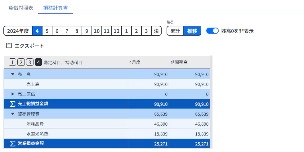 月別のデータ確認もかんたんにできます。