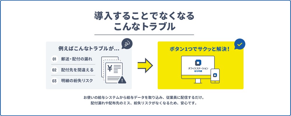 給与明細の配付漏れ・紛失リスクがなくなる