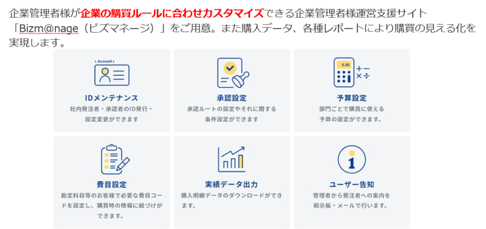 企業ごとに購買ルールを柔軟に設定可能です。
