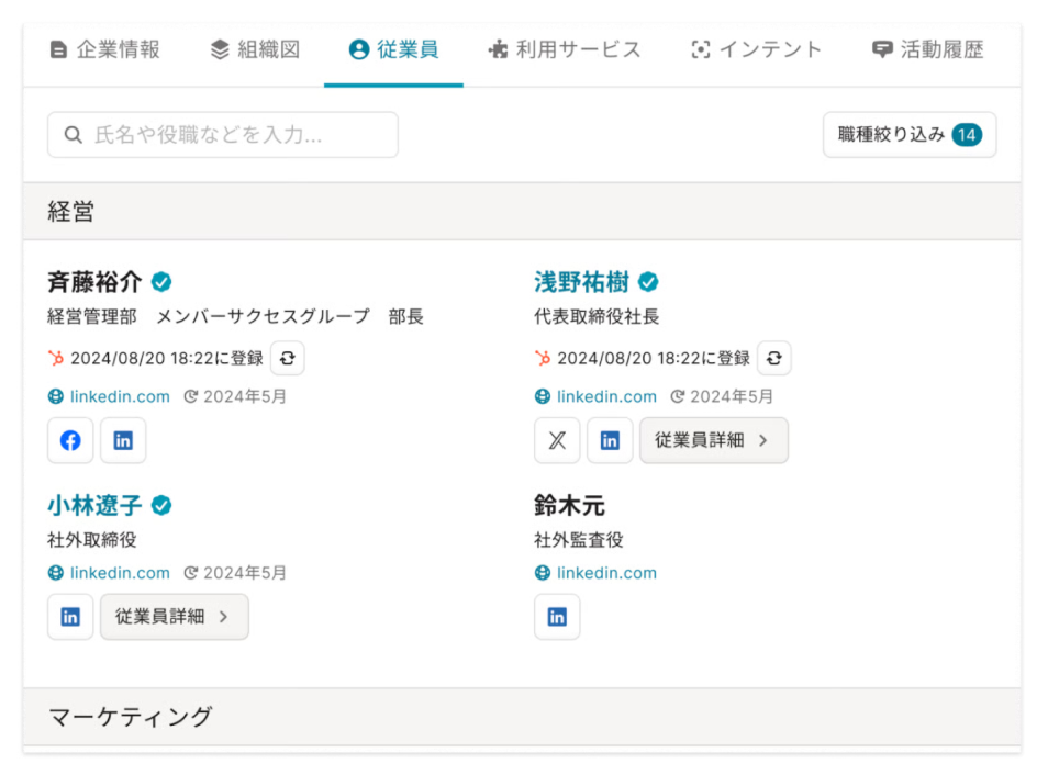 関連情報をもとにキーパーソンにアプローチ
