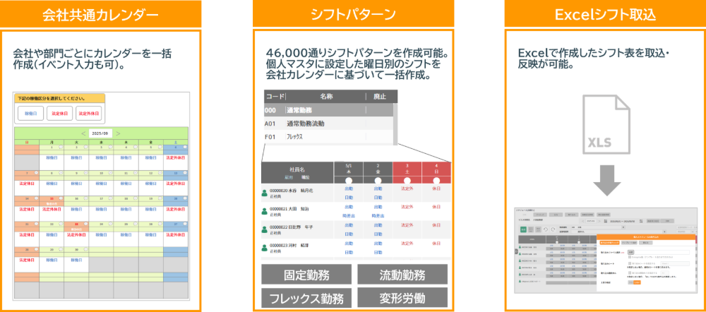 複雑なシフト作成・管理にも柔軟に対応