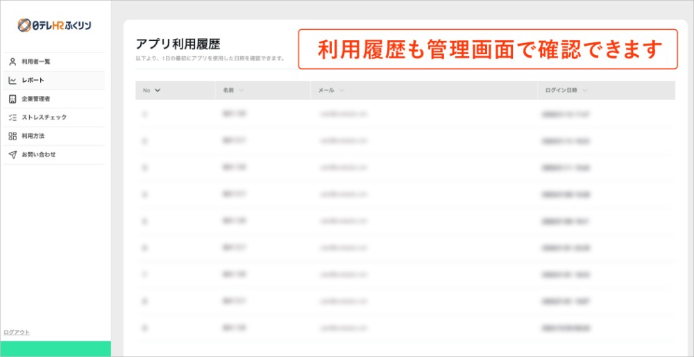 利用状況をすぐに確認できます