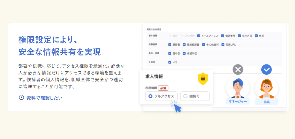 権限設定により、安全な情報共有を実現