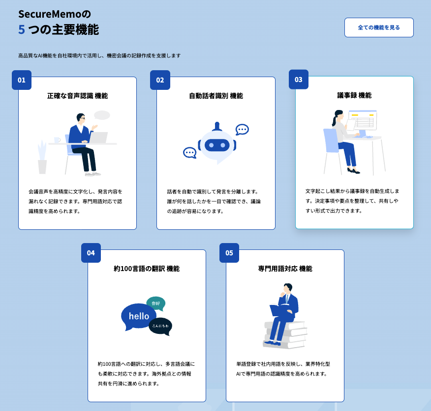 話者分離や専門用語の機能も豊富