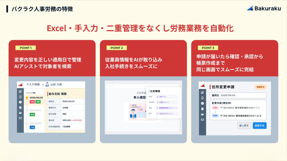 バクラク人事労務導入メリット3点