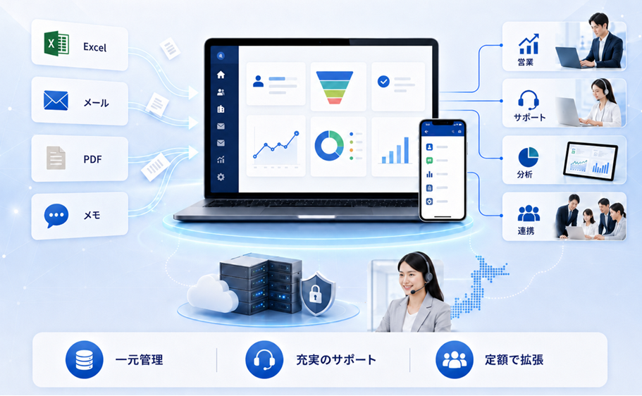 顧客情報を集約し、全情報を一括閲覧！