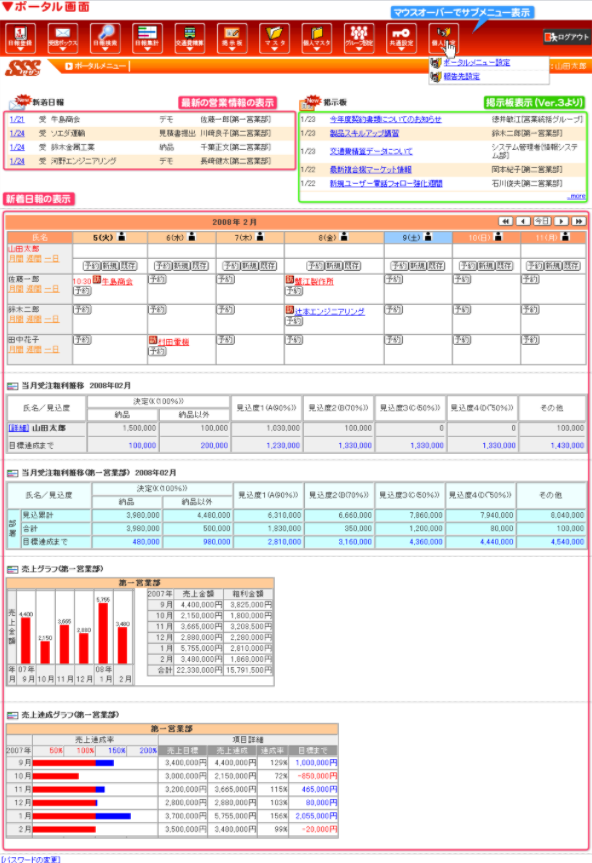 desknet's SSSの管理画面（PC)